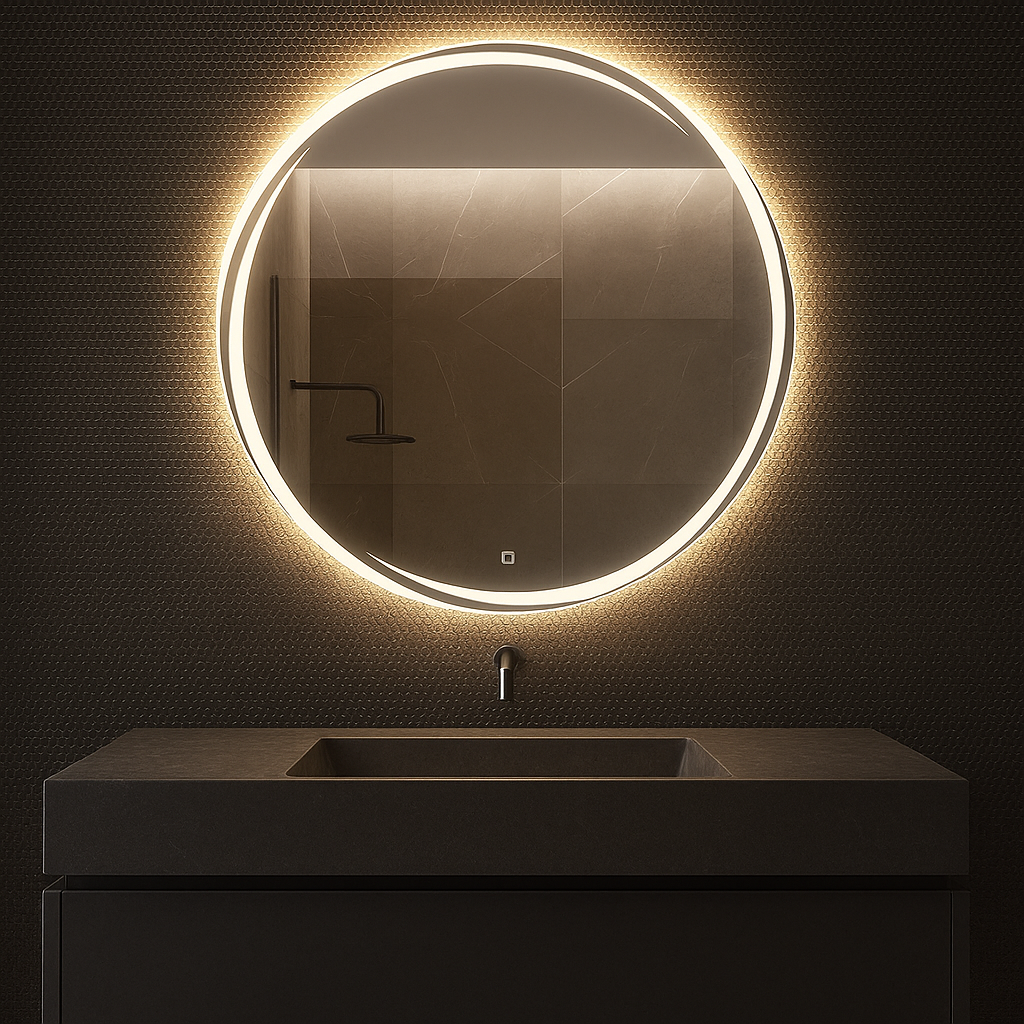 ARC homes Modern Glass Round Led Mirror with Touch Sensor