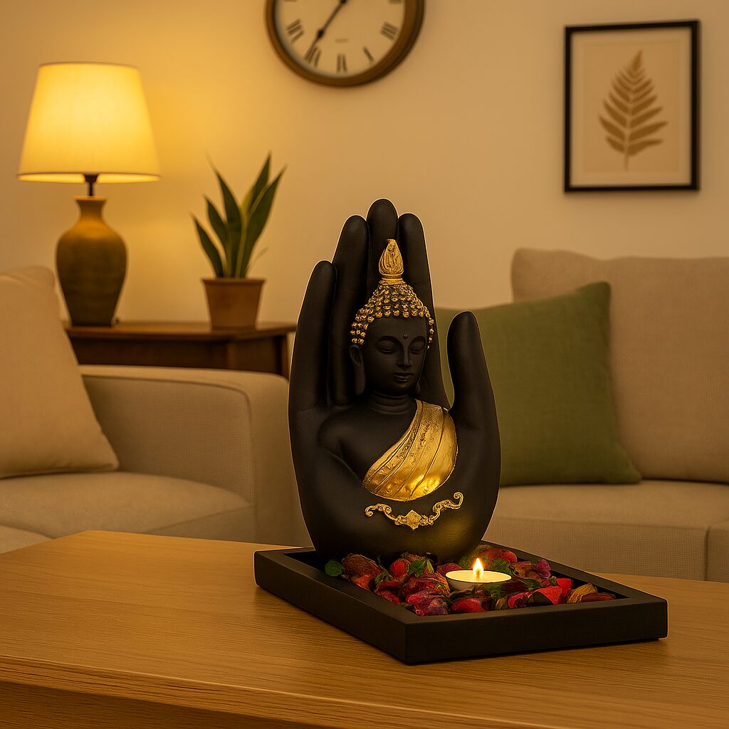 Lord Buddha Statue Tea Light Holder
